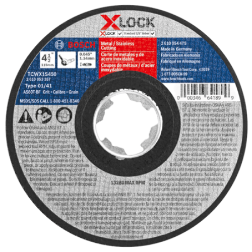 Load image into Gallery viewer, Bosch TCWX1S450 4-1/2&quot; x 0.045&quot; X-LOCK Arbor Type 1A (ISO 41) 60 Grit Fast Metal/Stainless Cutting Abrasive Wheel

